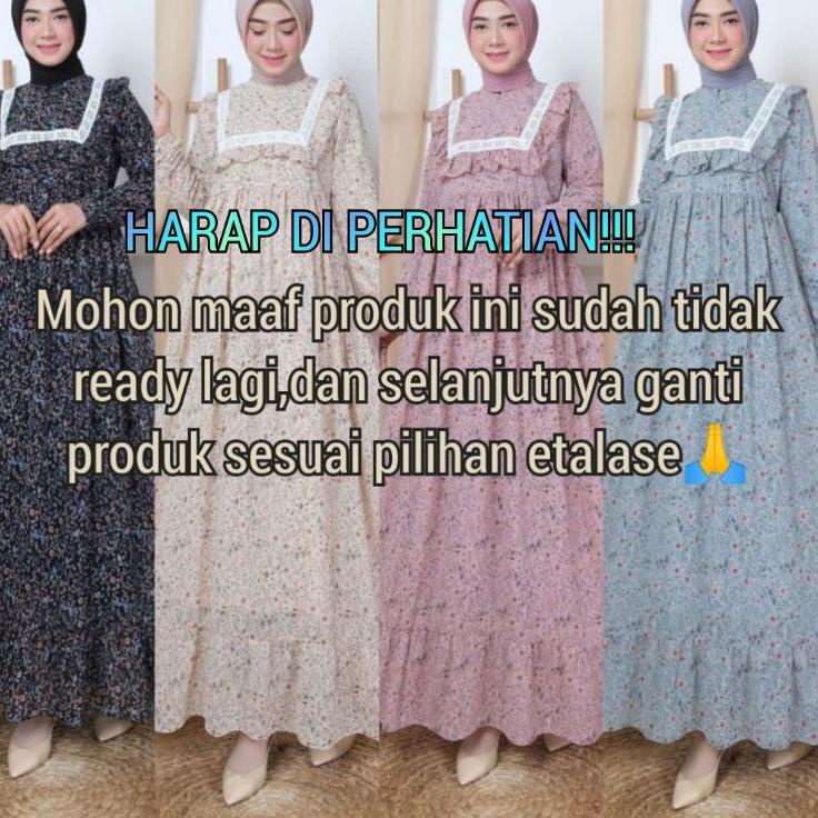 gamis malaysiabahan seruty babydoll motif print bunga kecil serian 4B –Mns31au22ᴹ