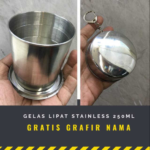 Gelas lipat stainless outdoor limited gratis Grafir nama