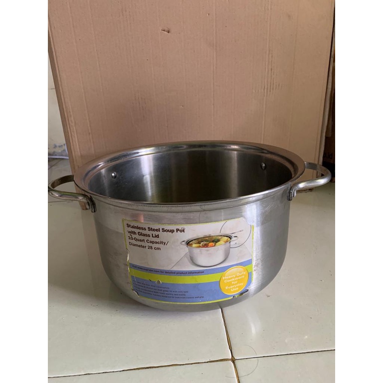 Panci soup 10qt/28cm/panci stainless steel/soup pot 28 cm/10qt supra tanpa tutup hanya panci