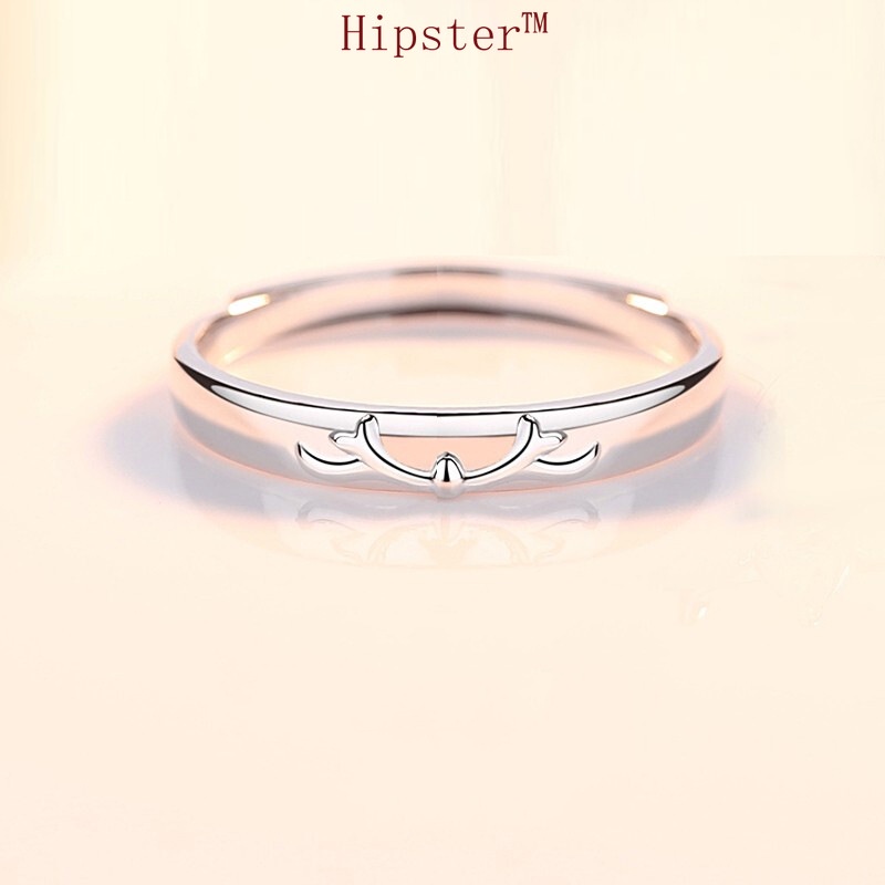European and American Personalized Niche Temperament Couple Adjustable Silver Ring
