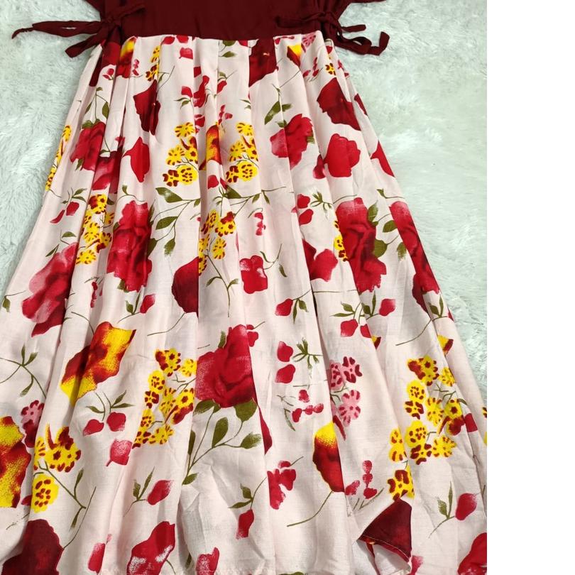 ❋ (GROSIR+) DASTER RUFFLE RAYON BUSUI // MODEL TALI 4 // MOTIF COMBINE BUNGA // DASTER VIRAL 2021 //