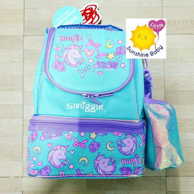 Smiggle Unicorn Blue Lunch Bag Junior With Strap - Tas Bekel Smiggle Ori
