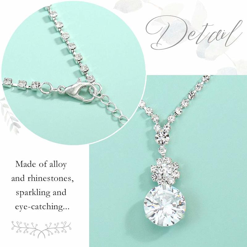 Shiny Crystal Flower Women Necklace Earring Jewelry Set