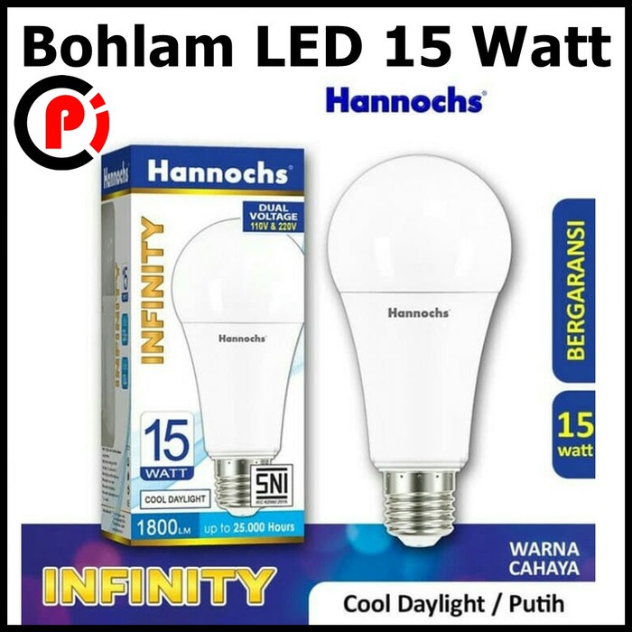 Hannochs Infinity Bohlam Lampu LED Bulb 15W 15 Watt W Cahaya Putih