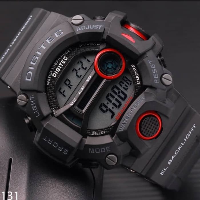 Jam Tangan Digitec Original Tali Rubber Water Resistant 10bar Model Sporty