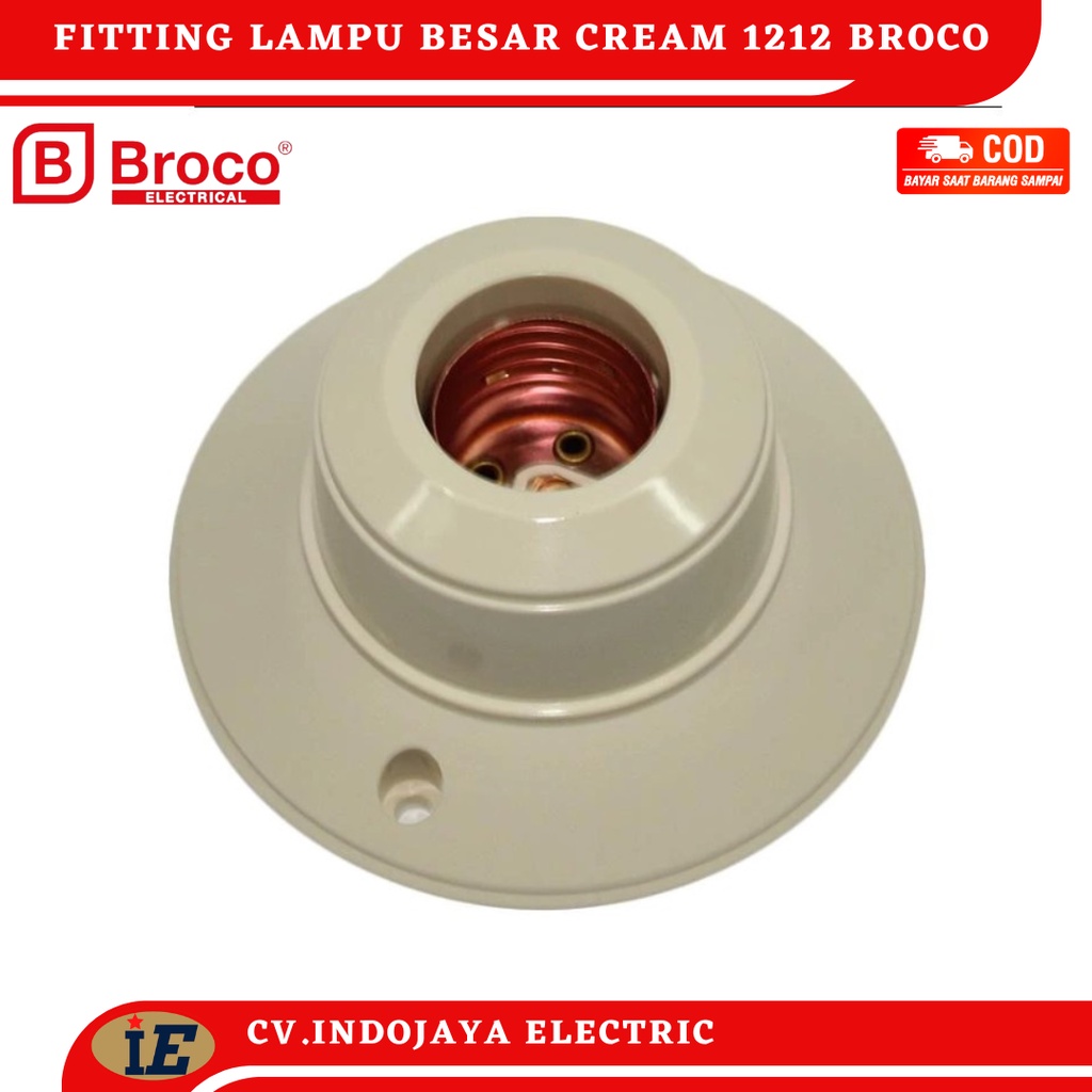 Fitting lampu plafon Broco 1212 fiting socket lampu bulat cream