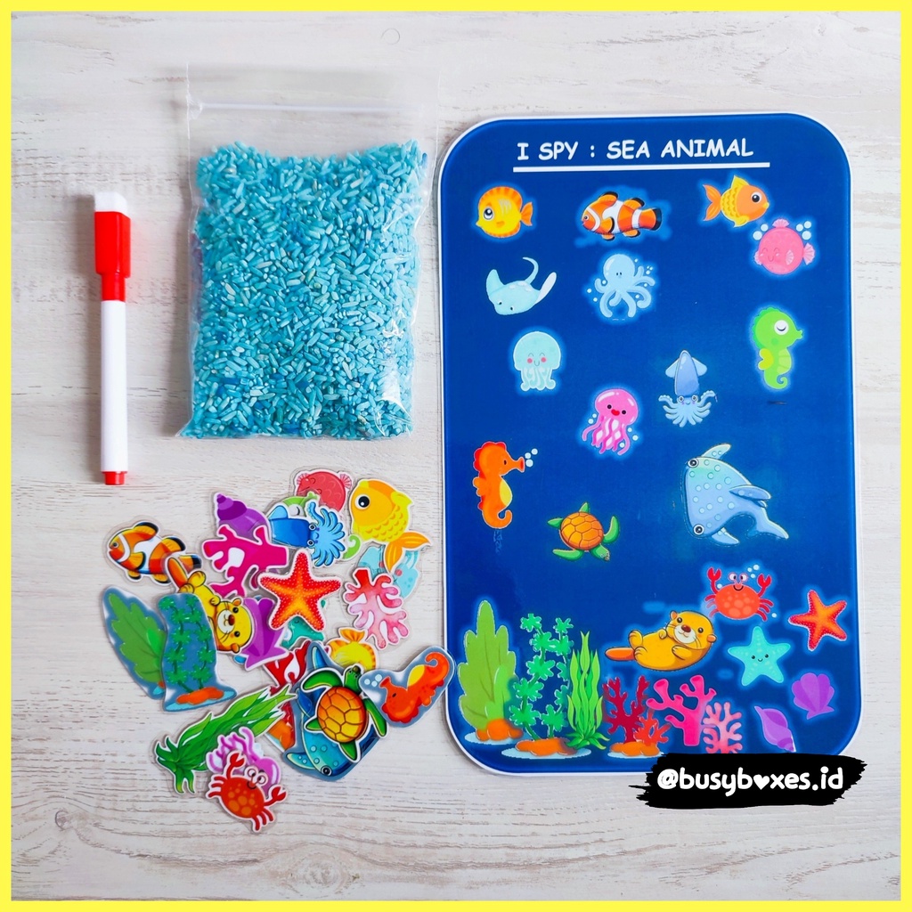 [busyboxes.id] Mainan Edukasi Mainan Montessori Worksheet paud - aktivitas anak - i spy sea animals