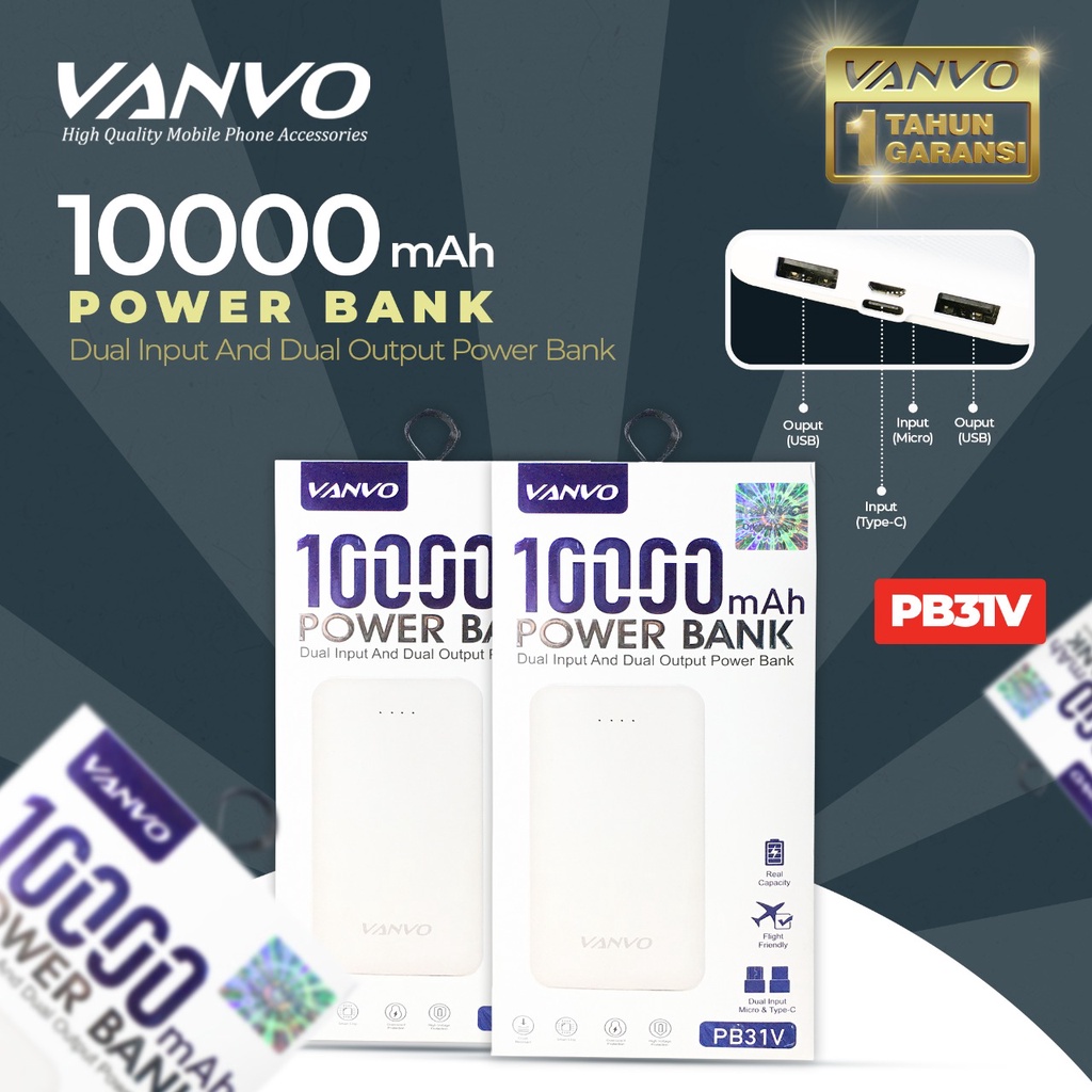 POWER BANK VANVO PB31V 10000MAH LED