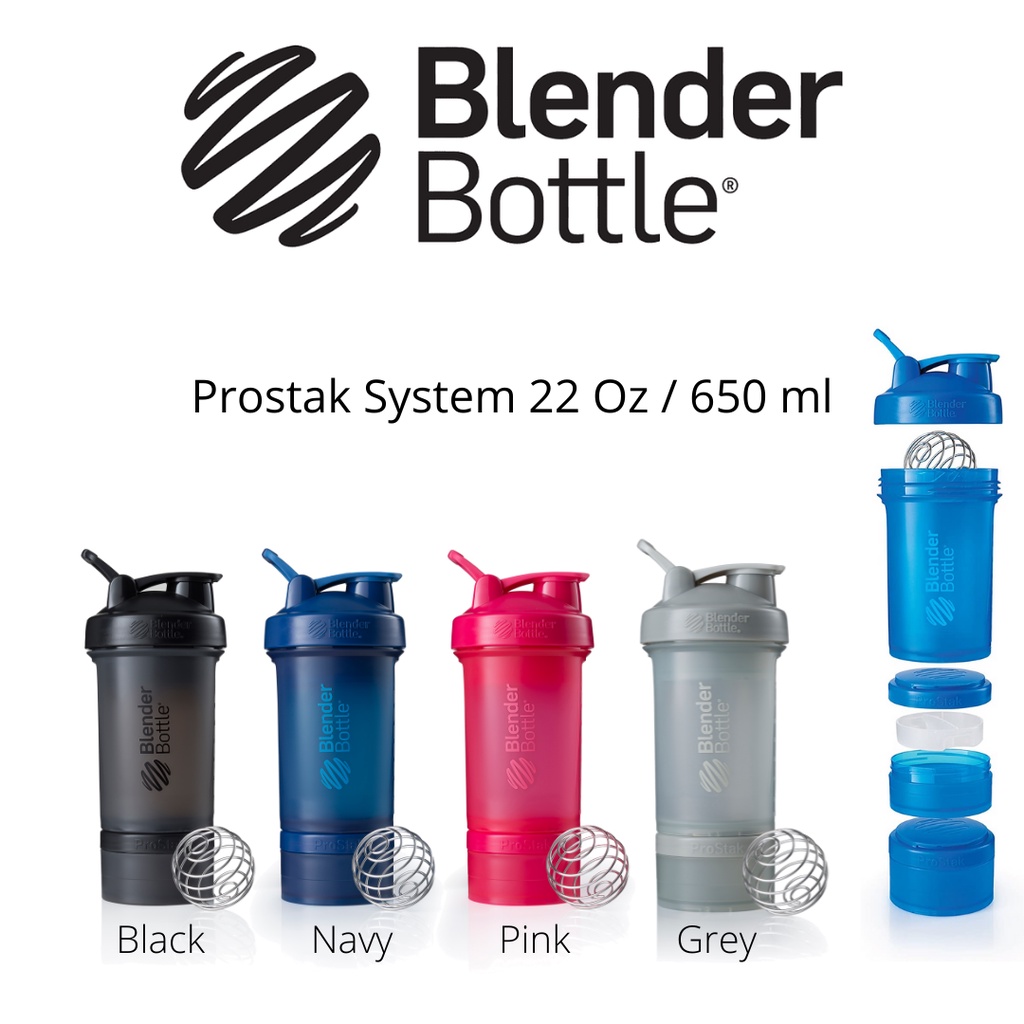 BlenderBottle ProStak System 650 ml with Pill &amp; Protein Storage Blender Bottle