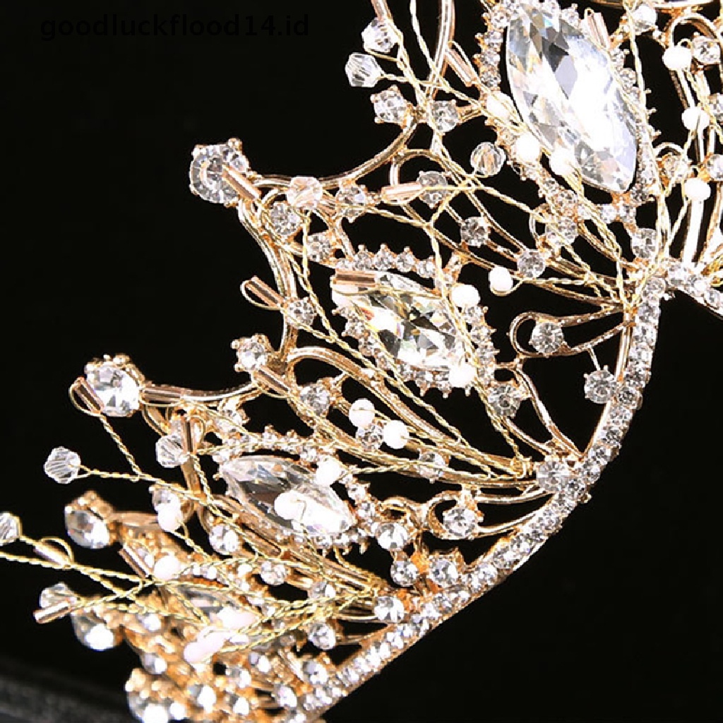 [OOID] Baroque Crown Girls Wedding Hair Accessories Gems Bridal Tiara Bride Hairwear ID