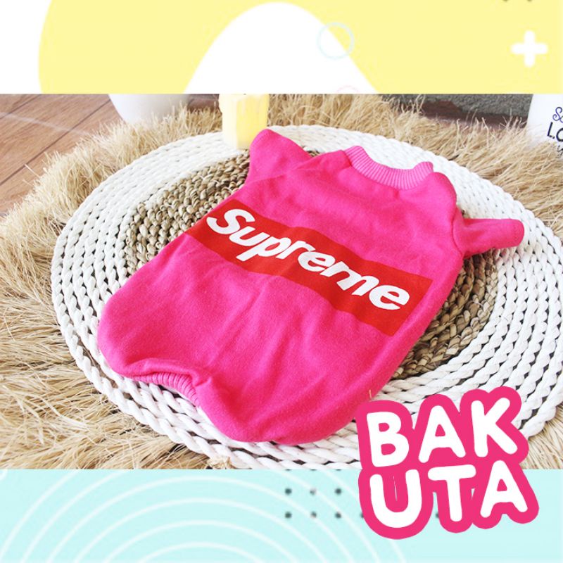 Kaos supreme berbagai warna lucu untuk kucing dan anjing / baju kucing murah size S-XL