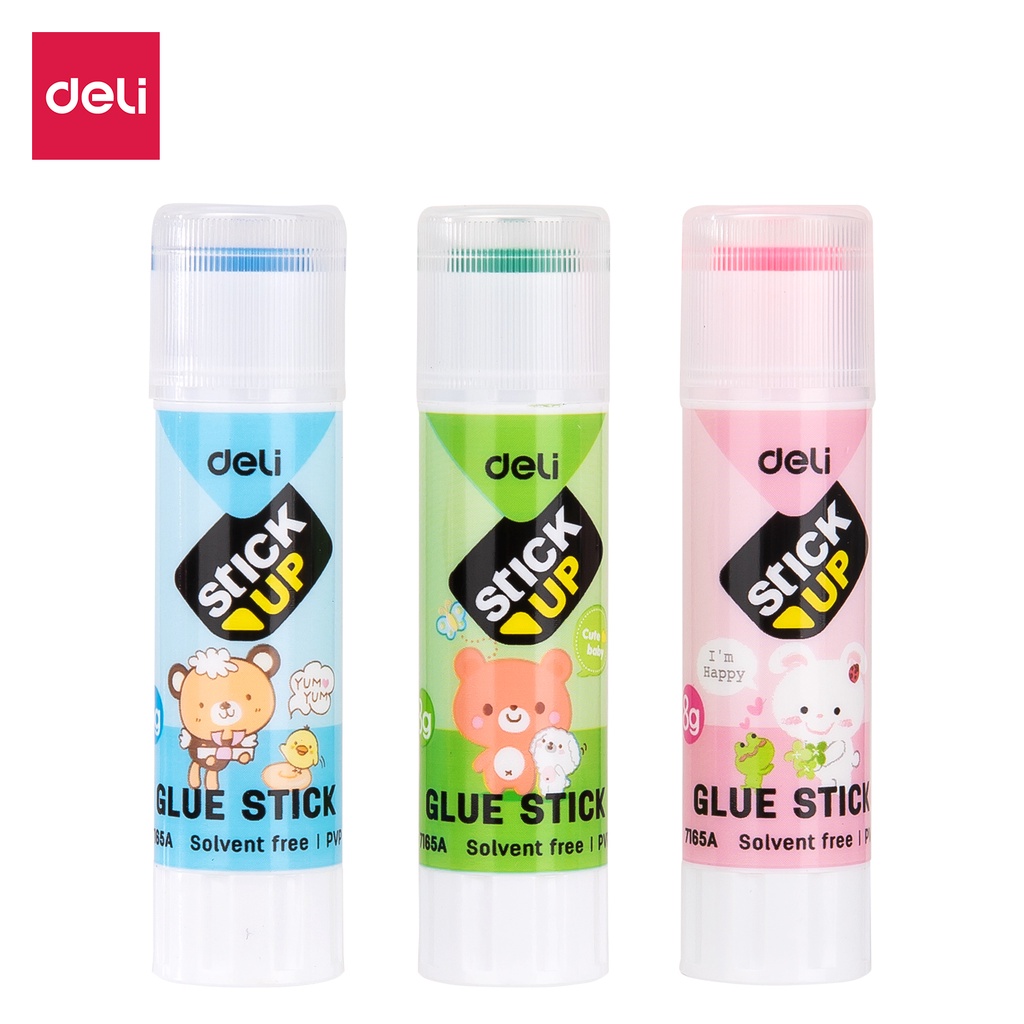 HAPPY TIME DELI LEM STIK LEM KERTAS STICK UP ANEKA WARNA MOTIF LUCU 8 GRAM GLUE STICK SUPER KUAT CEPAT KERING PERLENGKAPAN ALAT TULIS SEKOLAH KULIAH E7165A