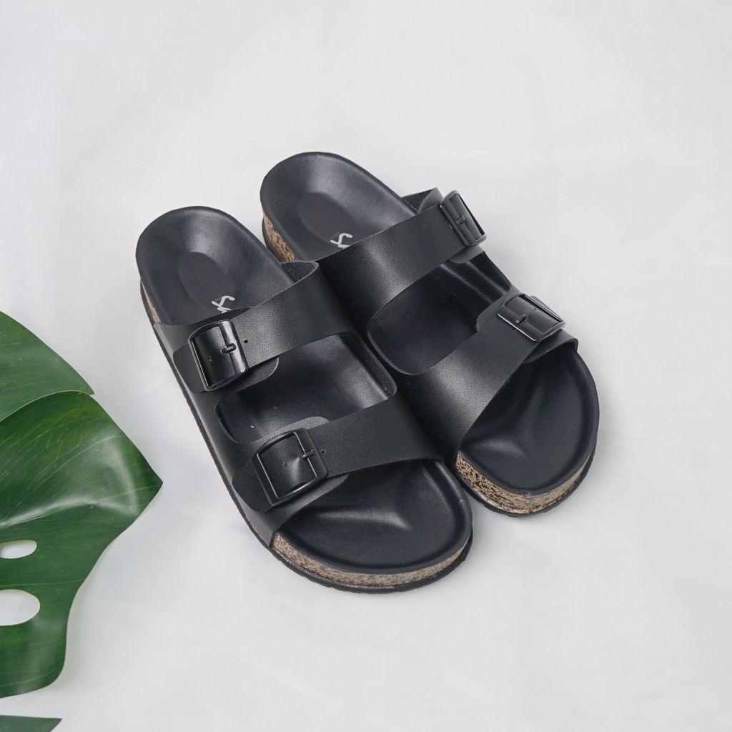 Sarasara JINNY Size 36-41 Sendal slop wanita casual dua ban gesper sandal selop cewek model birken 2 ban trendy