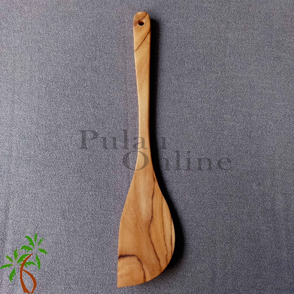 Sutil Kayu Lengkung 30cm - Spatula kayu jati - Sutil jati - Saptula Kayu Sawo