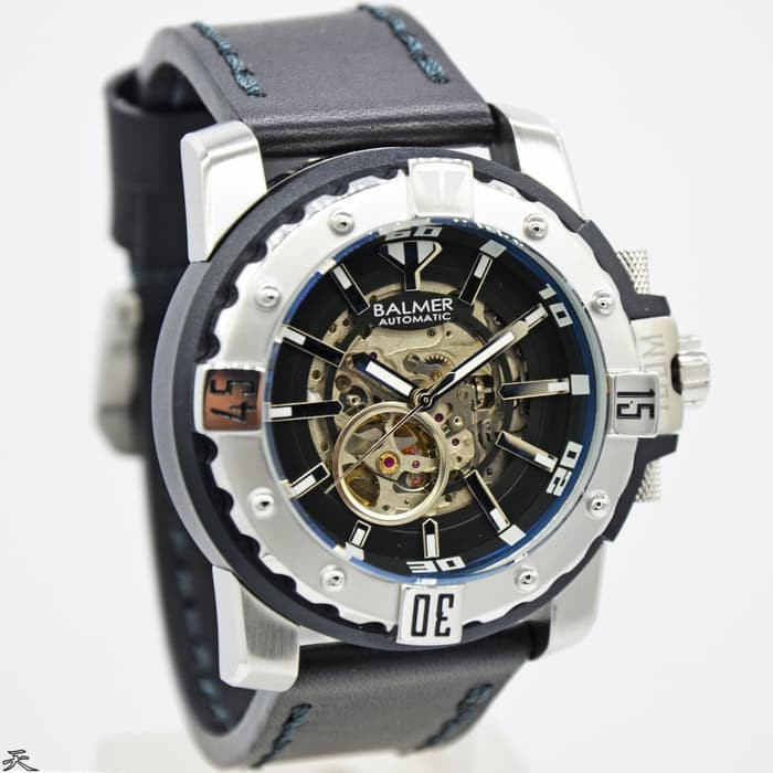 JAM TANGAN PRIA BALMER B7990MS 9206 AUTOMATIC ORIGINAL ANTI AIR BLACK SLVER