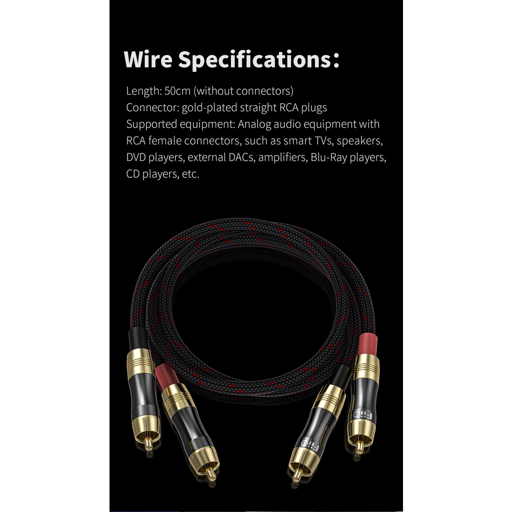 FiiO LR-RCA1 LR-RCA2 Digital / Analog Audio Cable RCA