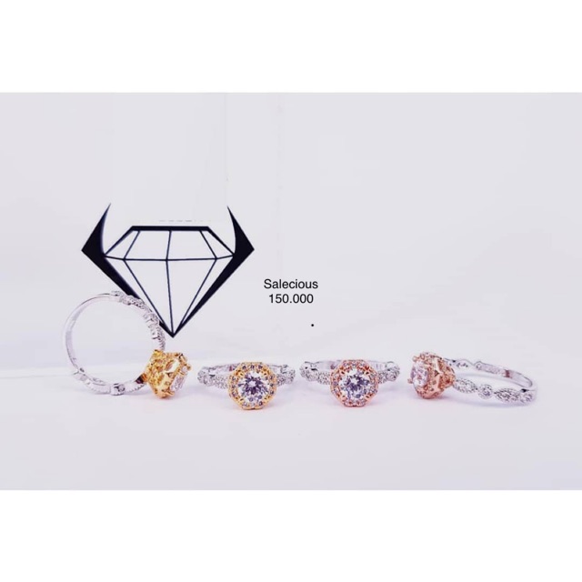 Cincin perhiasan Lapis emas luxury dengan zircon italy asli