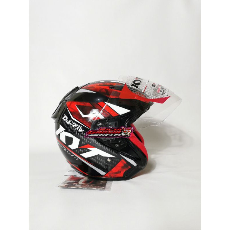 HELK KYT DJ MARU MOTIF SERI 15 BLACK RED HELM TOURING KYT DJMARU MOTIF MURAH ORIGINAL HELM HALF FACE-7