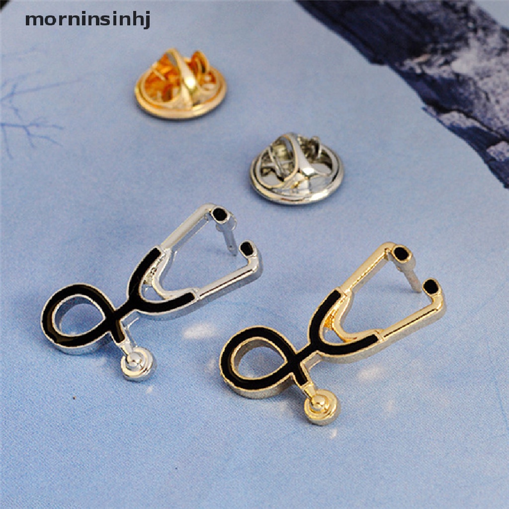 Bros Pin Bentuk Stetoskop Medis Lapis Emas / Silver