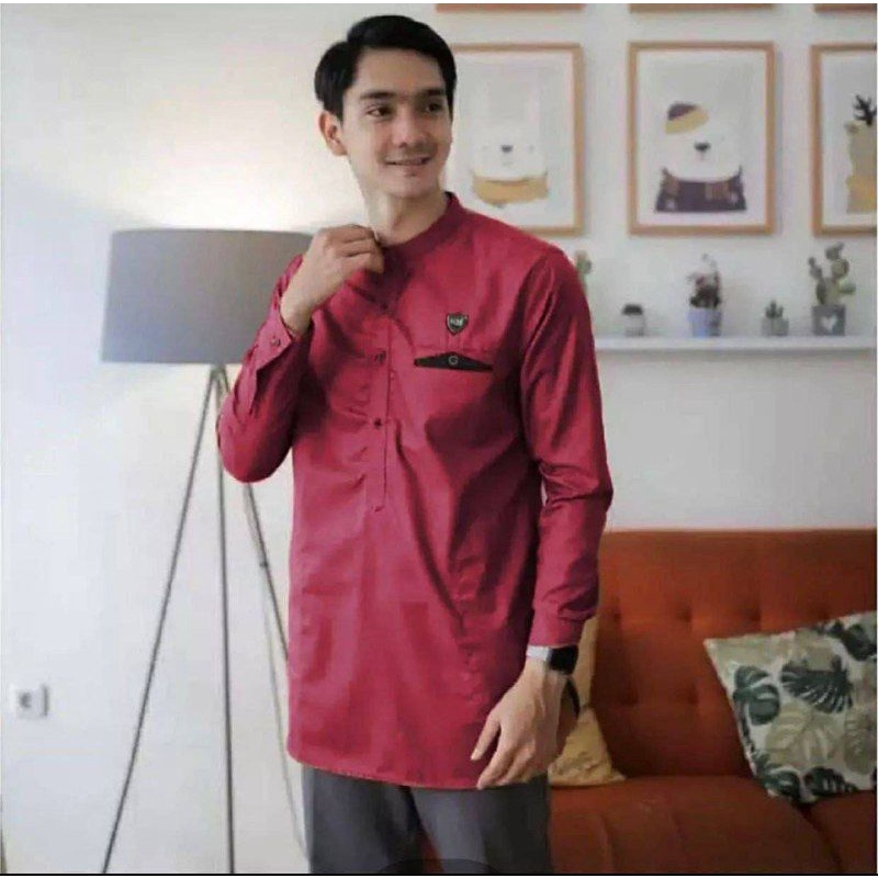 Baju Koko Pria Gus Azmi Syubbanul Muslimin Batik Katun Halus Hadroh Azzahir Hilwa Ala Santri Modern