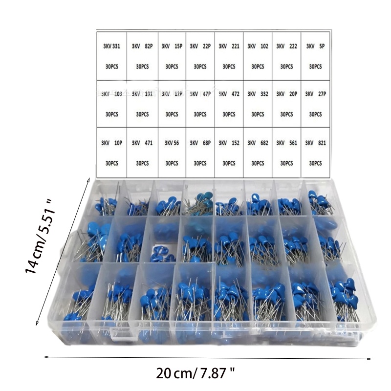 Kapasitor Keramik btsg 3KV Tegangan Tinggi Sample Box Ceramic Capacitor 24nilai 3000V