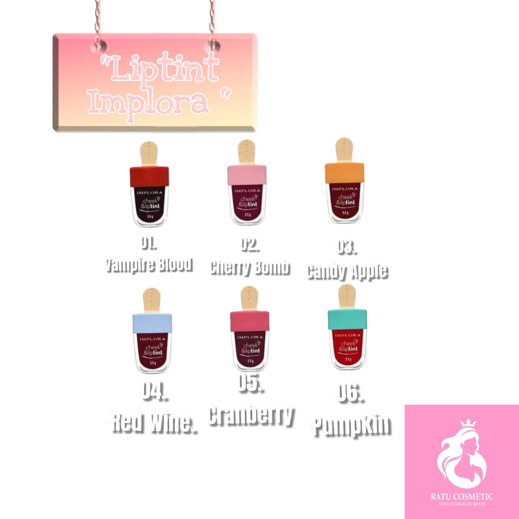 IMPLORA Cheek &amp; Lip Tint Model Ice Cream - Set Liptint &amp; Pemerah Pipi (GROSIR)