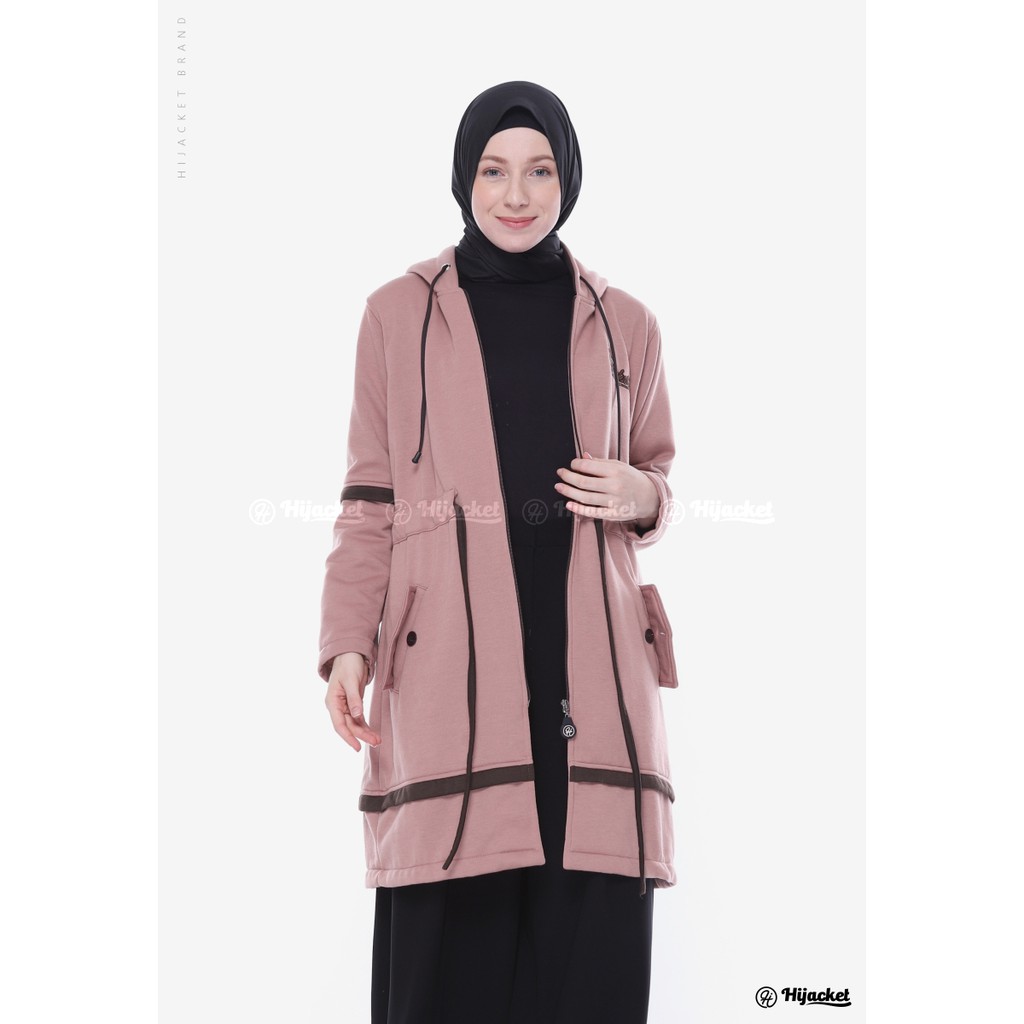 HIJACKET AURELIA FASHION MUSLIM HIJAB  MUSIM DINGIN - JAKET HIJAB PREMIUM BAHAN TEBAL CASUAL LOOK-Brown