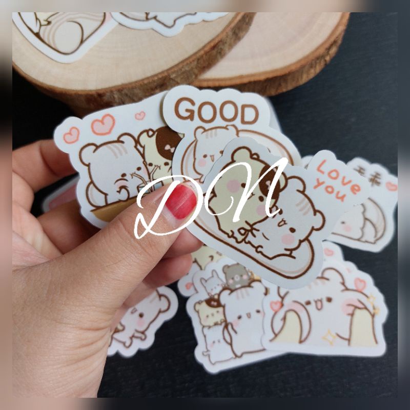 

isi 16 pcs stiker kertas sweet home sticker glossy karakter line sweet home cute