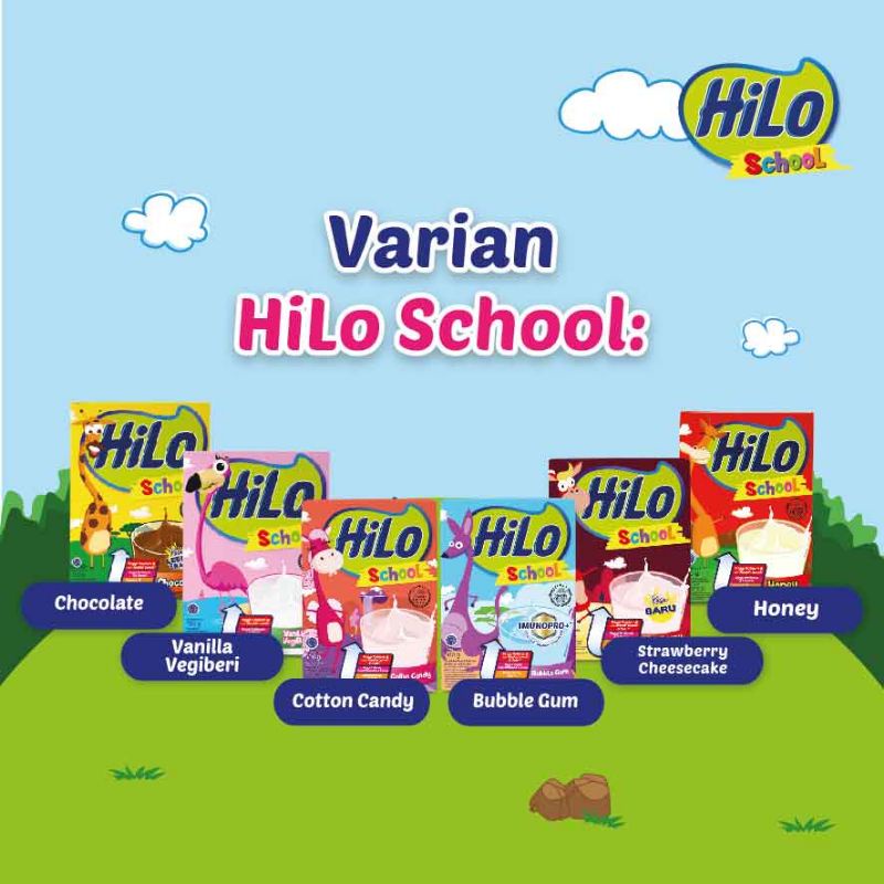 Hilo School 500gr Coklat/Madu/Vanila vegiberi/Strawberry cheesecake/Cotton Candy/Bubblegum