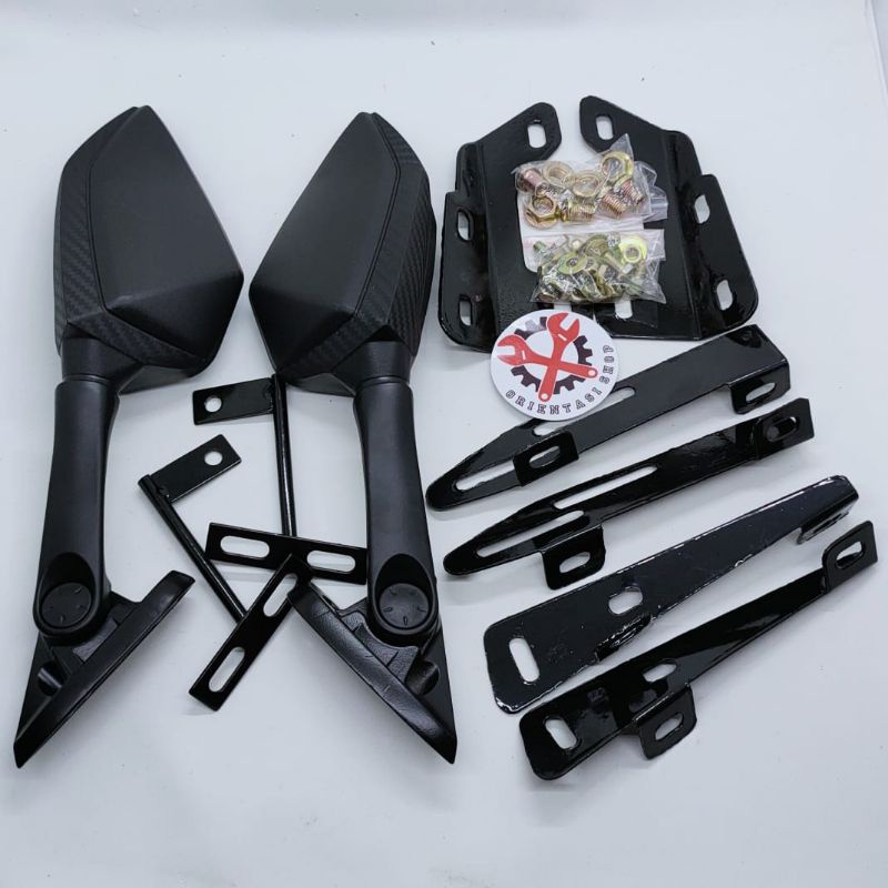 spion karbon r25 full cnc tangkai pendek plus breaket serpo untuk motor Nmax Lexi PCX adv
