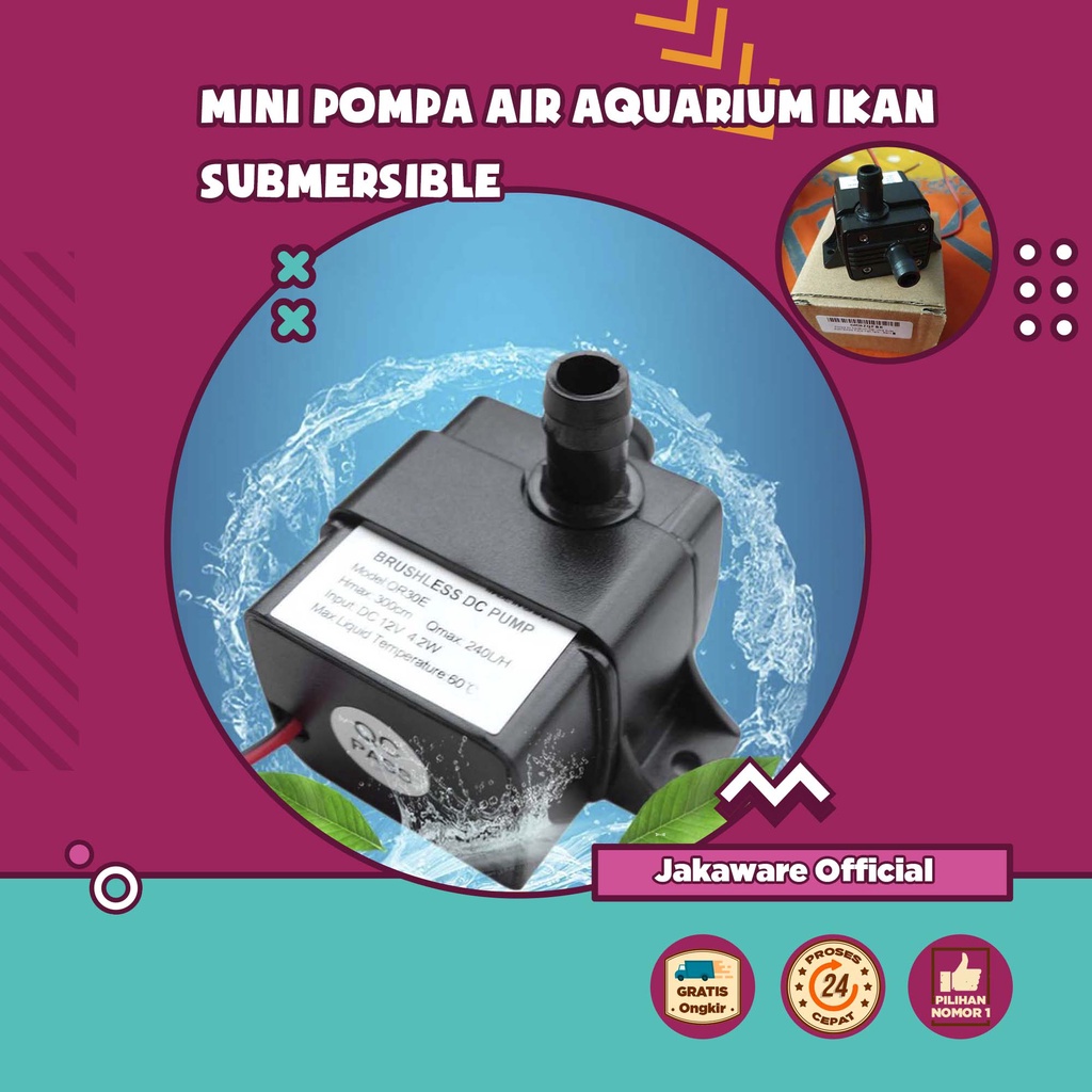POMPA AIR AQUARIUM IKAN SUBMERSIBLE PUMP FISH TANK AKUARIUM ELEKTRIC ELEKTRIK 12V TEKANAN TINGGI MES