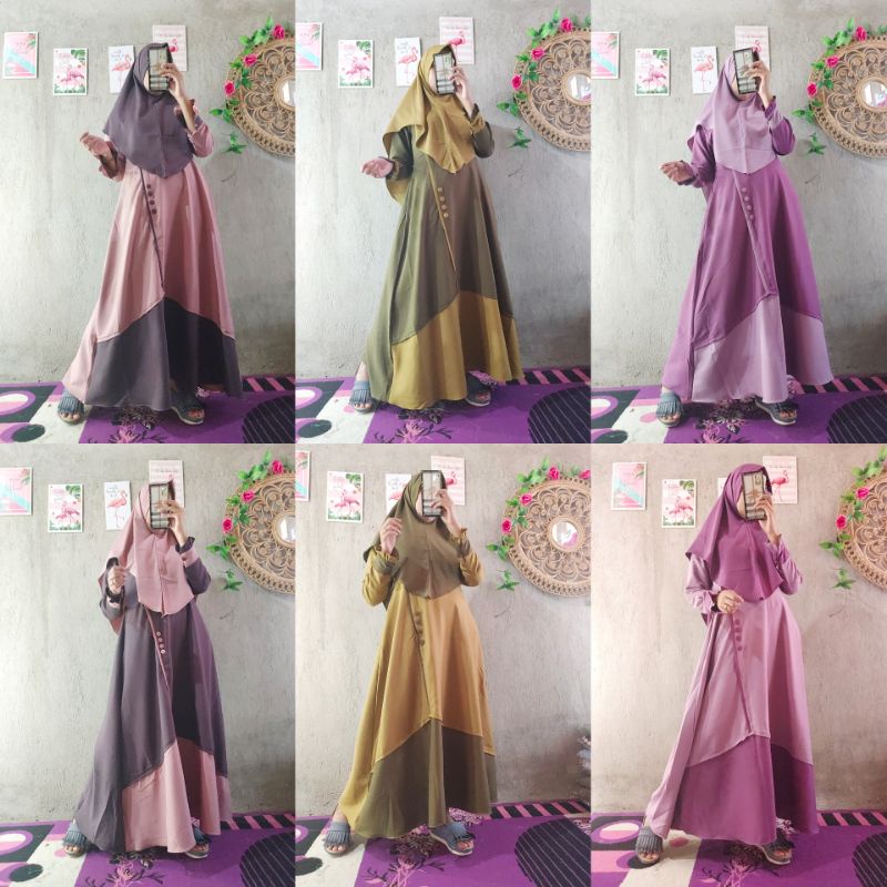 Set gamis Ity crepe | gamis Aluna | gamis Ity syar'i | gamis harian