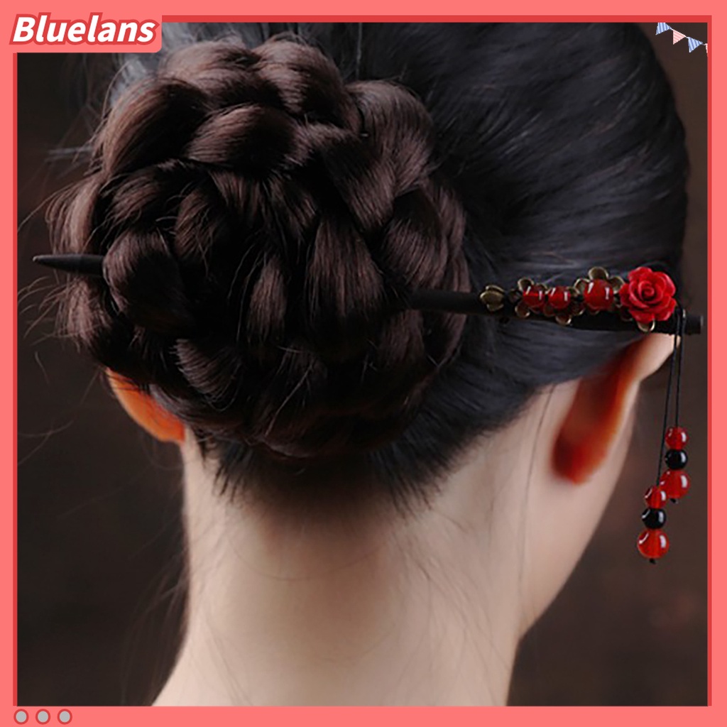 Bluelans Jepit Rambut Model Rumbai Bahan Kayu Gaya China Vintage Untuk Wanita