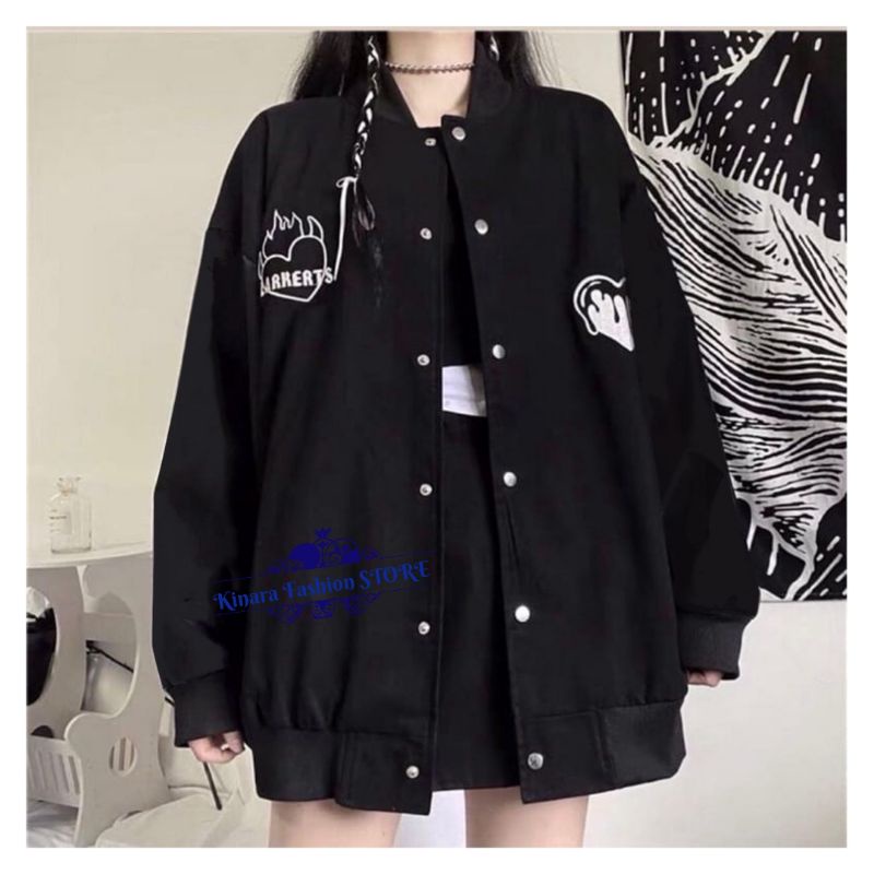 MARKET BASEBALL 2XL 3XL Varcity Jacket Baseball Oversize-Jacket Wanita Terbaru Fashion Terkini Korean Style