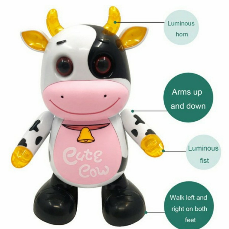 M153H Mainan Robot Dancing Cute Cow - Sapi Joget With LED Music Dance