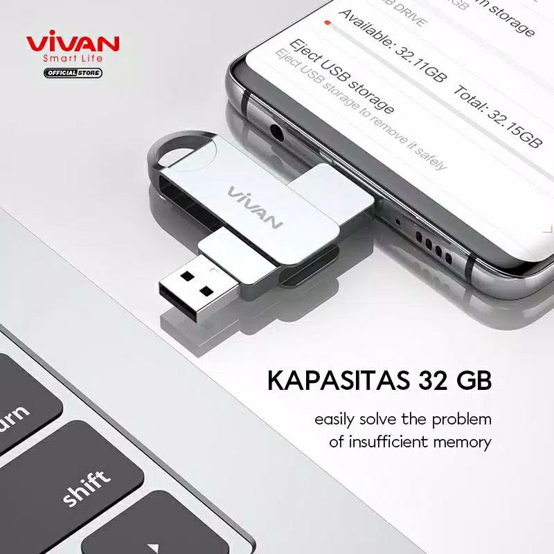 Vivan VOM132 Flasdisk OTG Dual Drive Micro USB &amp; Type-A