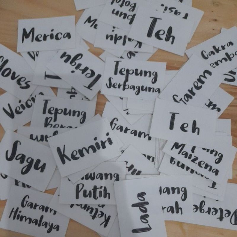 Stiker Label untuk bumbu dapur dengan bahan stiker transparan anti air Ukuran stiker 4x6 cmTulisan b