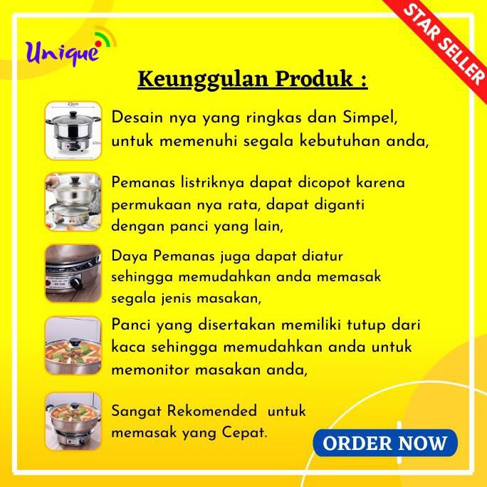 Panci Listrik Mini Serbaguna Stainless Panci Listrik Electric Fleurlovin24