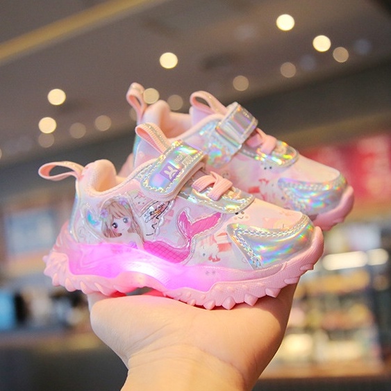 babyfit MERMAID LOVELY sepatu lampu led sepatu sneakers anak sol karet import ty-0830r