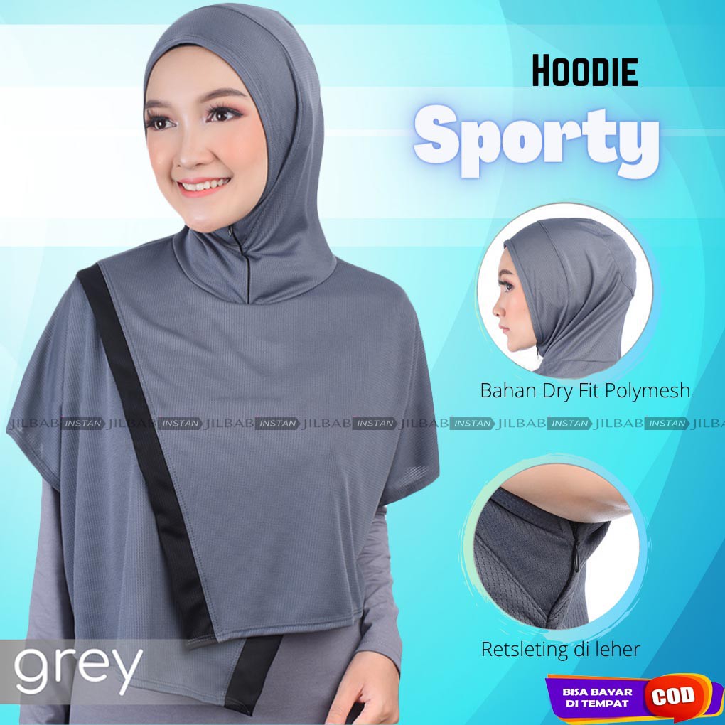 Jilbab Olah Raga Dry Fit- Hijab Sporty - Renang Olahraga Lari Senam Yoga Running Jogging Sepeda-2