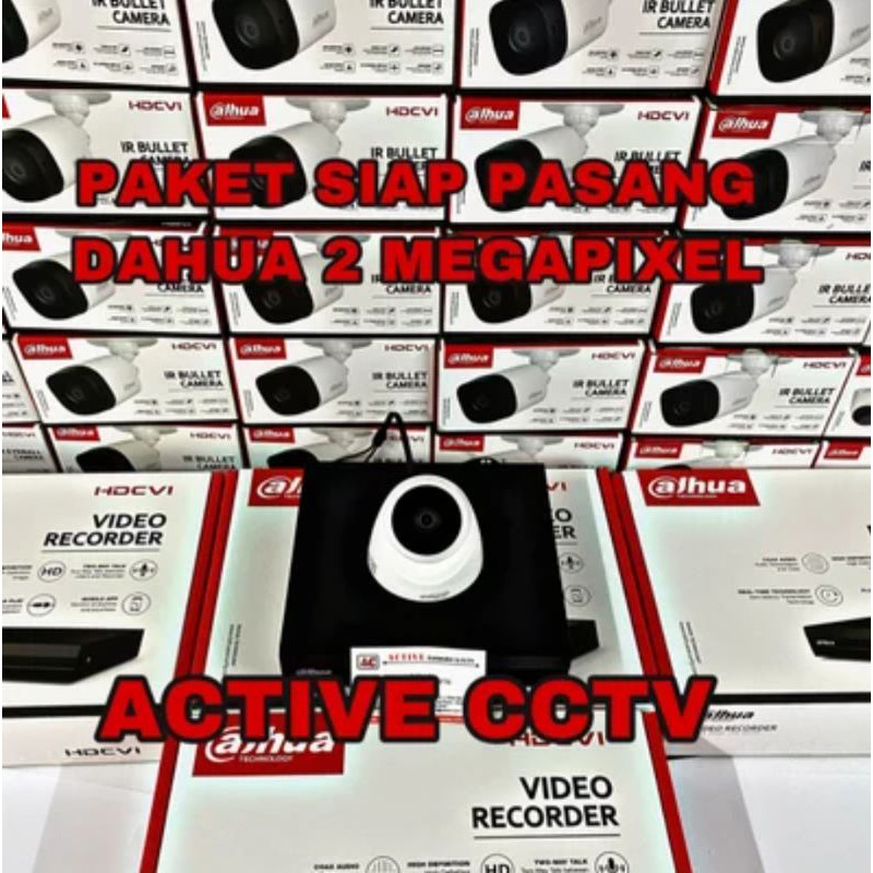 PAKET KAMERA CCTV DAHUA 2MP 1 CAMERA 4 CH CHANNEL 1080p FULL HD KOMPLIT SIAP PASANG 4ch 4channel