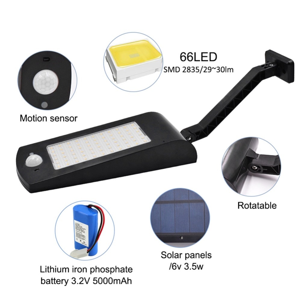 Lampu Outdoor Taman Solar Power Sensor Gerak Waterproof 66 LED LE66