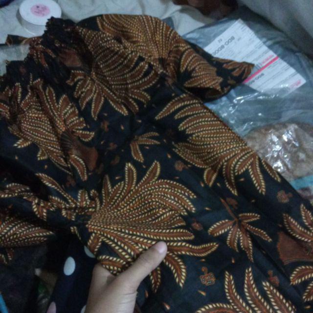 Warung Batik Hrb026 Kenongo Kemeja Tosca Pendek Pekalongan Padi M L Xl Sogan Halus Kemeja Batik