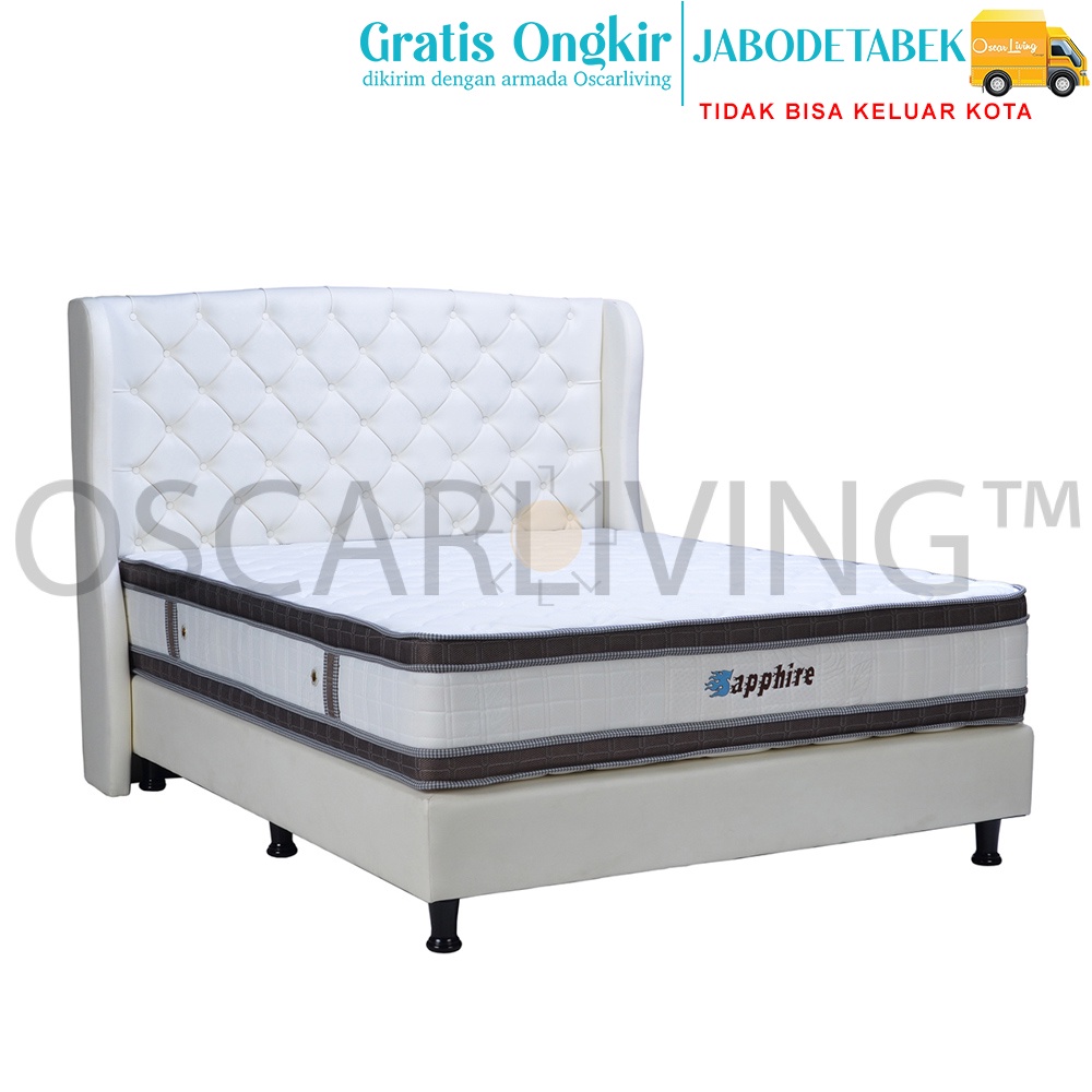 Eversoft Sapphire Kasur Springbed Double Plushtop Tebal 30 Cm Set HB Celtic Putih [Spring Bed Fullse