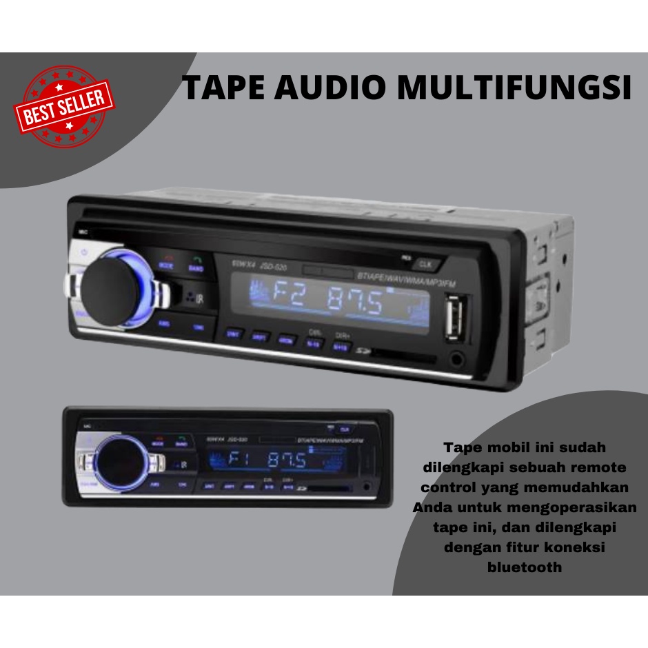 ORIGINAL 100% Tape Audio Mobil Multifungsi - Bluetooth USB MP3 FM Radio - JSD-520 (GRATIS BUBBLE)