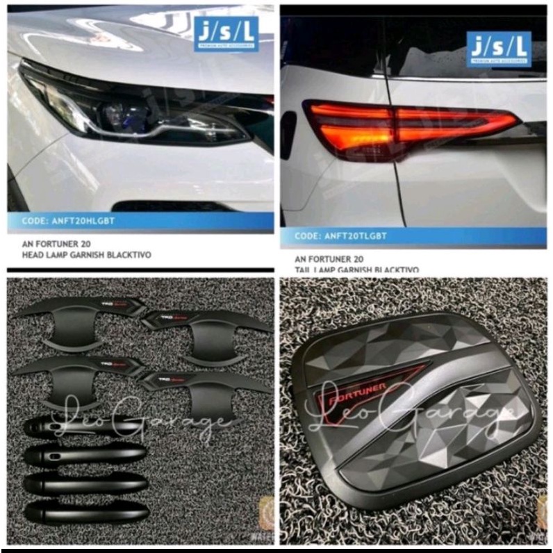 PAKET GARNISH DEPAN BELAKANG OUTER HANDLE TANK COVER HITAM ALL NEW FORTUNER 2021