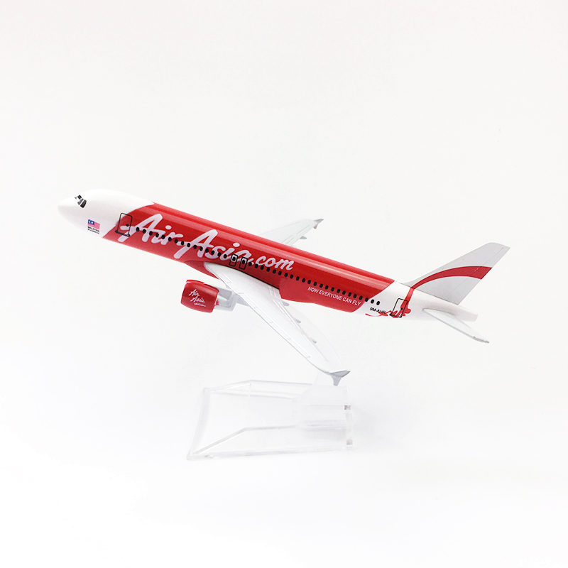 Air Asia A320 Model Pesawat Airbus 320 Bahan Metal Die-cast Warna Merah Putih Ukuran 16CM / 20CM