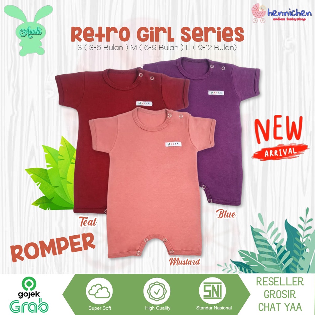 PROMO 7.7 PROMO BAJU LEBARAN MURAH ARUCHI ROMPER GIRL SEGIEMPAT ANAK PEREMPUAN ANAK LAKI LAKI PREMIUM BAJU BAYI ROMPER BOLD NEW COLOR SNI 3 - 12 BULAN