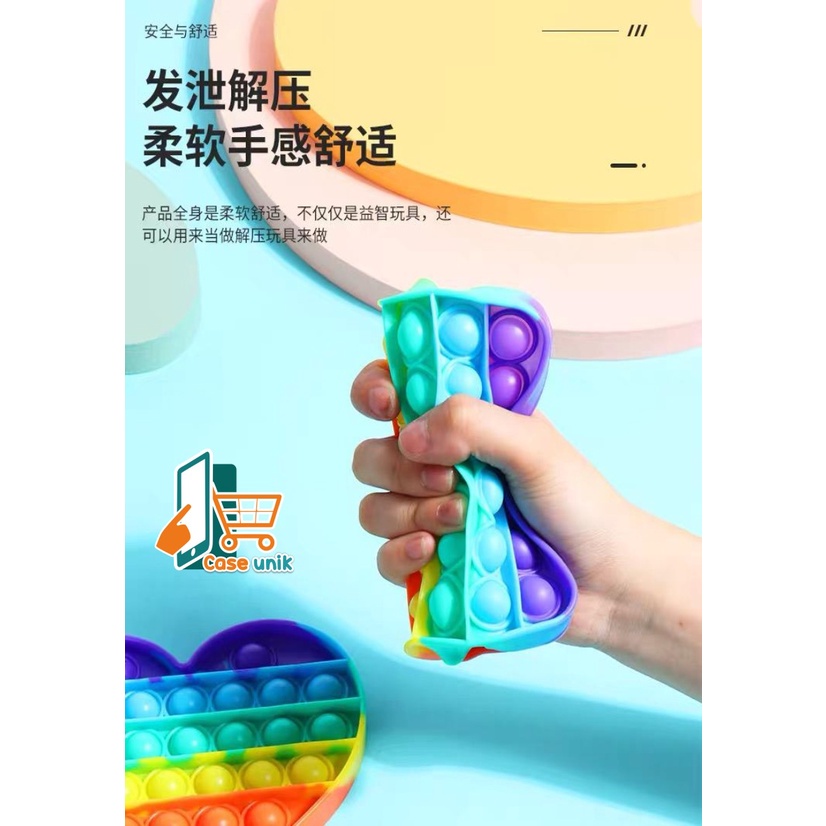 pop it fidget push bubble toys gelembung 3d rainbow pelangi karakter mainan anak CS3076