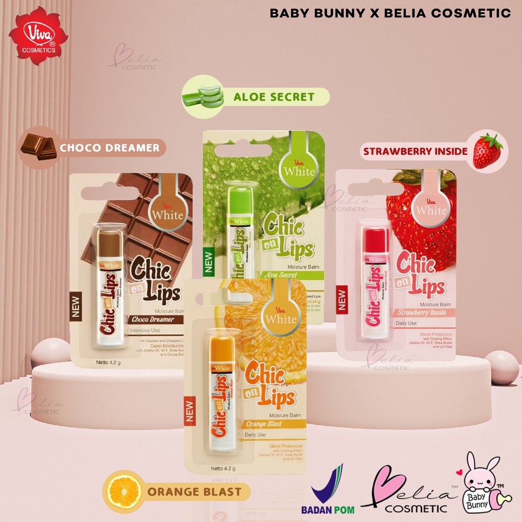 ❤ BELIA ❤ Viva Chic on Lips Lip Balm Pelembab bibir Moisture Jojoba Oil, Aloe UV Filter Vit E 4.2g